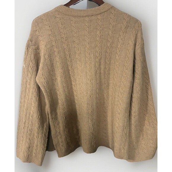 Rails Luma Wool Blend Brown Cable Knit Quarter Button Sweater Dropped Sleeve Med - Picture 2 of 9